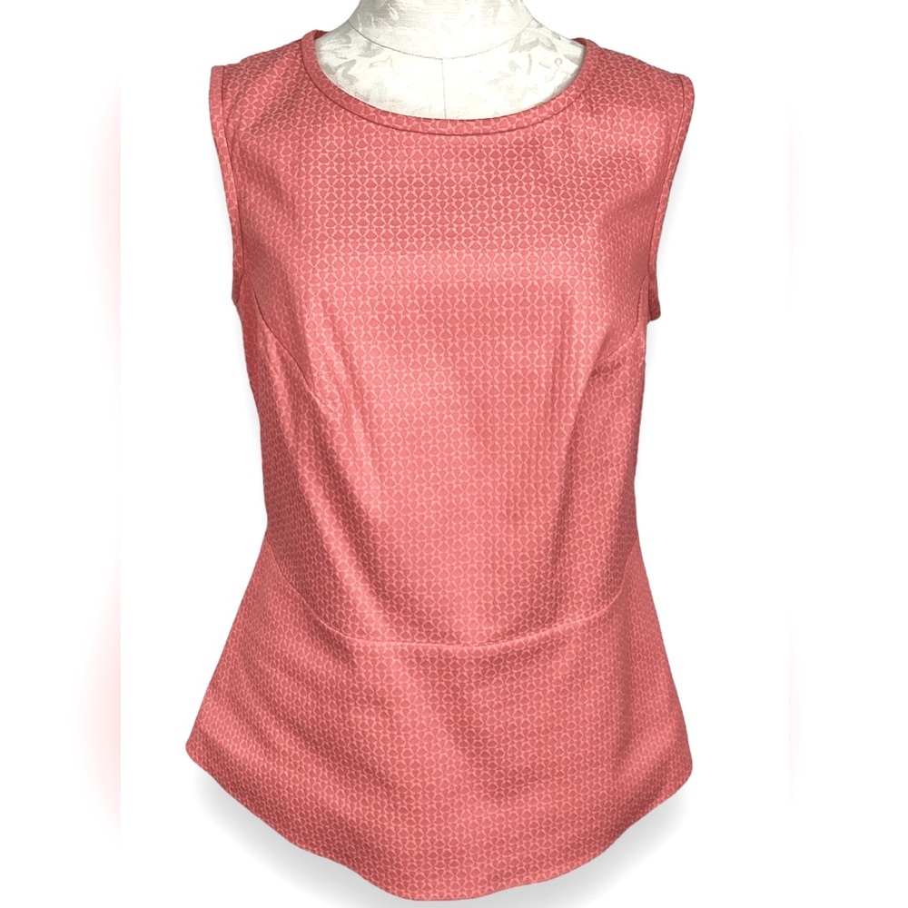 St. John Coral Peach Peplum Shell Top sleeveless printed Spring Career Work